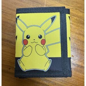 POKEMON PIKACHU Yellow Black Nylon Trifold Wallet
